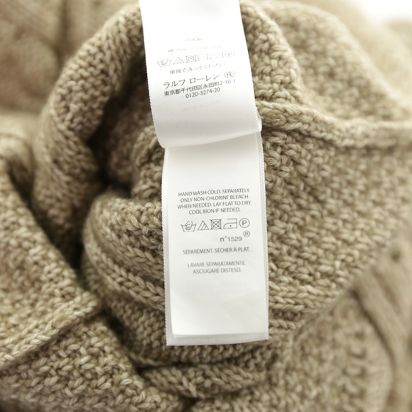 Polo Ralph Lauren Cable Knit Fisherman Crewneck Cotton Oatmeal Sweater Dress M - Picture 7 of 7